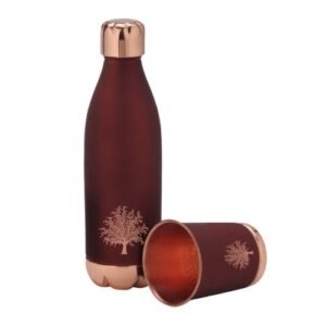 Cosmo CoCo Copper Water Bottle with 2 Glasses, Ideal for Gifting and Everyday Use