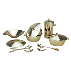 Bronzente Serving Bronze/Kansa 12-Piece Set, Perfect for Elegant Dining and Gifting